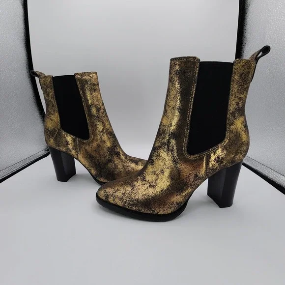 Lauren Ralph Lauren Mylah Stretch Metallic Ankle Boots Womens Size 8B NEW No Box